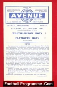Walthamstow Avenue v Plymouth 1962 – School Boys Match