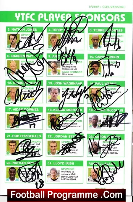 Yeovil Town v Bristol Rovers 2008 - Multi Autographed - Image 4
