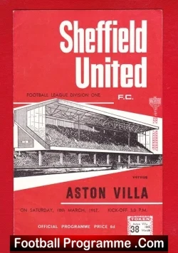  ✅Sheffield United v Aston Villa 1967 Sheffield United v Aston Villa 1967 Football Programme .COM Football Programmes Memorabilia Football Programme .COM Football Programmes Memorabilia