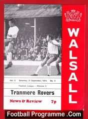 Walsall v Tranmere Rovers 1974
