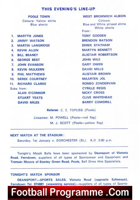 Poole Town v WBA 1982 - George Best played for Poole - Image 4
