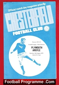 Chesterfield v Plymouth Argyle 1972 - football programme