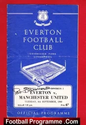 Everton v Manchester United 1964 – Signed Pat Dunne – Debut