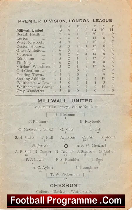 Millwall United v Cheshunt 1923 - Rare Old 1920s Programme - Image 4