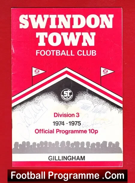 Swindon Town v Gillingham 1974 - Multi Autographed - Image 2