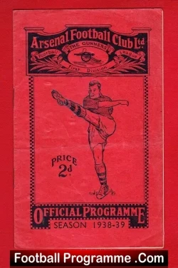 Arsenal v Liverpool 1939 - 1930s Football Programmes Matt Busby - football programme
