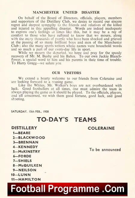 Distillery v Coleraine 1958 - Man Utd Munich Disaster Tribute - Image 3