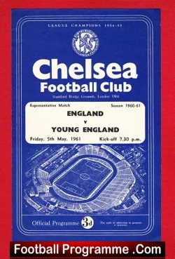England v Young England 1961 - Representative Game at Chelsea - football programme