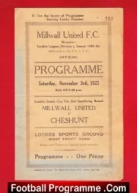 Millwall United v Cheshunt 1923 – Rare Old 1920s Programme
