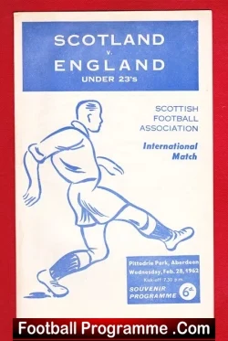 Scotland v England 1962 - Under 23 at Aberdeen - football programme
