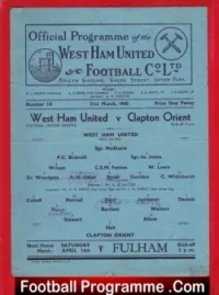West Ham United v Clapton Orient 1945 – Official Programme