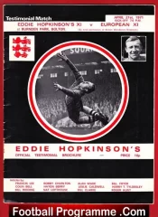 Eddie Hopkinson Testimonial Benefit Match Bolton + Team Sheet