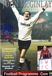 John McGinlay Testimonial Benefit Match Bolton + Ticket 2000