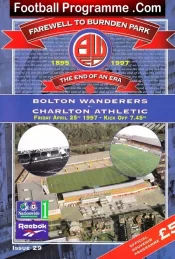 Bolton Wanderers v Charlton Athletic 1997 – Last Burnden + Ticket