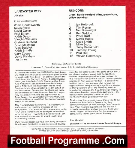 Lancaster City v Runcorn 1980 - Cup Final at Man City - Image 3