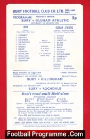 Bury v Oldham Athletic 1975 – Friendly Match Gigg Lane