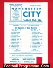 Manchester City v Bury 1969 – Reserves Match