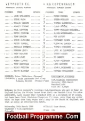 Weymouth v KB Copenhagen 1988 – Friendly Denmark Football Team