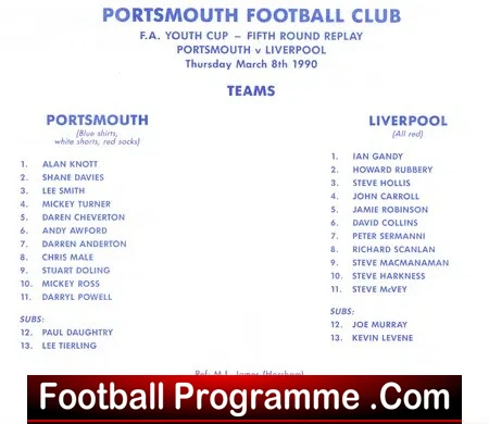 Portsmouth v Liverpool 1990 - FA Youth Cup - Image 3