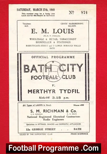 Bath City v Merthyr Tydfil 1948 - Image 2