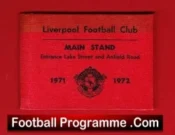 Liverpool Football Club Season Ticket Book 1971 – 1972