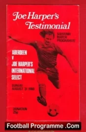 Joe Harper Testimonial Benefit Match Aberdeen 1980 Signed