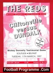Mickey Donnelly Testimonial Benefit Cliftonville 1997 Signed