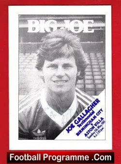 Black-and-white football programme cover featuring Joe Gallacher; 'BIG JOE' headline above his photo and a blue diagonal caption reading Joe Gallacher.