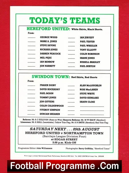 Hereford United v Swindon Town 1990 - Senior Cup Final - Image 3