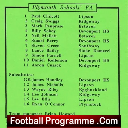 Plymouth v Yeovil 1996 - Schoolboys Match - Boys - Image 3