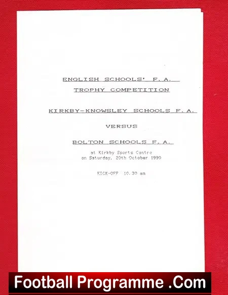 Kirkby Knowsley v Bolton 1990 - Schoolboys - Boys - Image 2