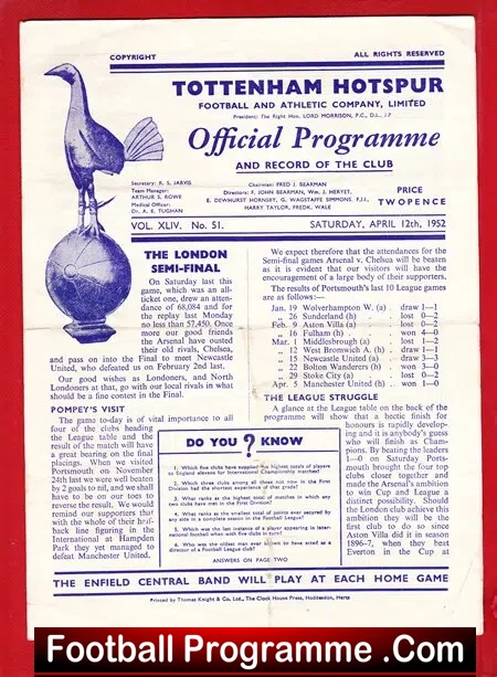 Tottenham Hotspur v Portsmouth 1952 - Image 2