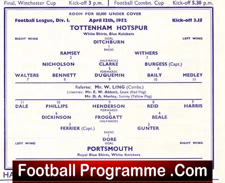 Tottenham Hotspur v Portsmouth 1952 - Image 3