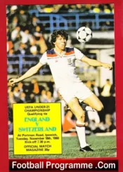 England v Switzerland 1980 – U21 at Ipswich Town