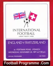 England v Switzerland 1971 – Under 23 at Ipswich Town