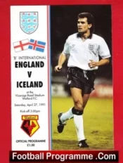 England v Iceland 1991 – B International at Watford