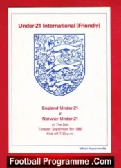 England v Norway 1980 – U21 match at Southampton