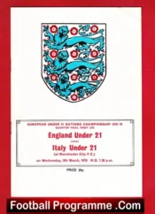 England v Italy 1978 – U21 match at Manchester City