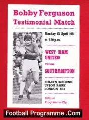 Bobby Ferguson Testimonial Benefit Game West Ham United 1981