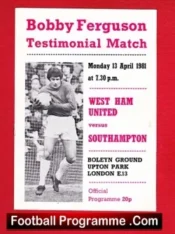 Bobby Ferguson Testimonial Benefit Game West Ham United 1981