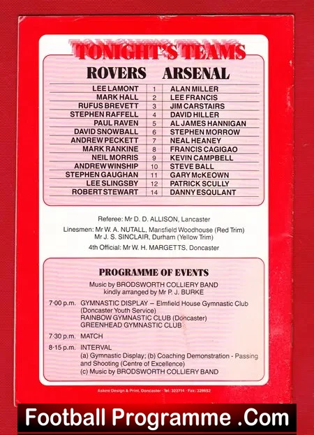 Doncaster Rovers v Arsenal 1988 - Youth Cup Final 1st Leg - Image 3
