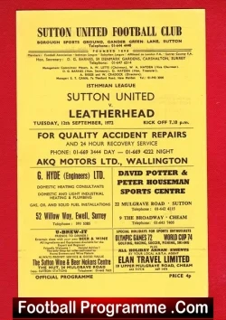Sutton United v Leatherhead 1972