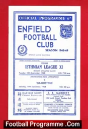 Enfield v Isthmian League X1 1968 – Friendly Match