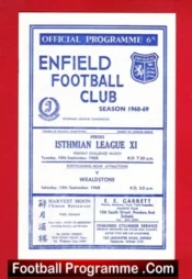 Enfield v Isthmian League X1 1968 – Friendly Match