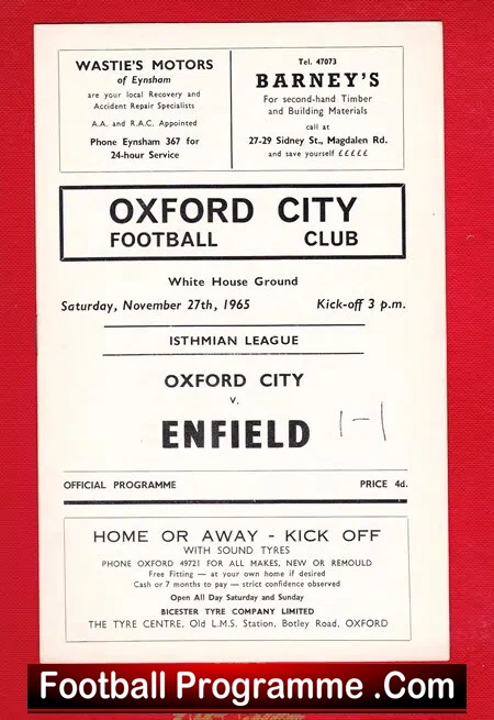 Oxford City v Enfield 1965 - White House Ground - Image 2
