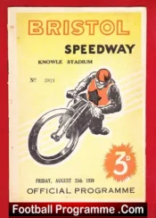 Bristol Speedway v Sheffield 1939 – 1930s Speedway Programme