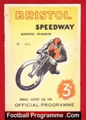 Bristol Speedway v Sheffield 1939 – 1930s Speedway Programme