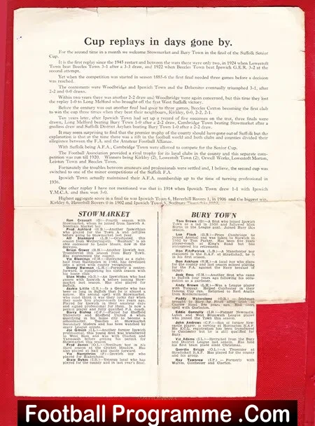 Stowmarket v Bury 1952 - Senior Cup Final REPLAY - Image 2