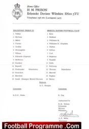 Erlestoke Prison v Bristol Rovers 1982 – Prisoners Devizes