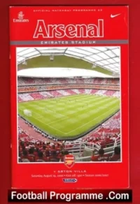Arsenal v Aston Villa 2006 – First Match New Stadium PLUS